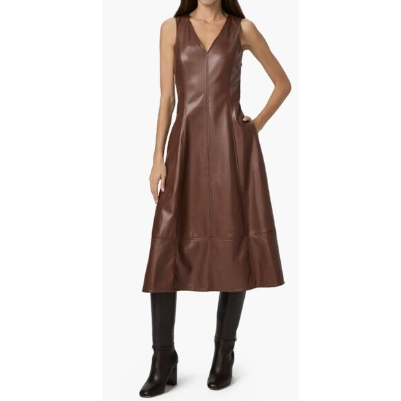Paige Brown Faux Leather A-Line Sleeveless Midi Dress w/ Pockets Fiorella  Size 8 is available for purchase on au PAY Market - Imported Goods Online  Store Co.Ltd